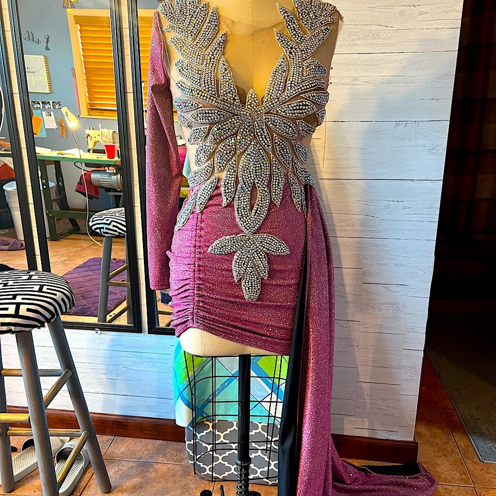Pink Dress for prom or party. Crystal beads all over.